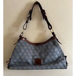 Dooney & Bourke Signature Hobo Purse Denim Leather justable Leather Strap Bag